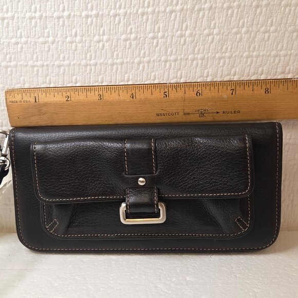 NWT Ann Taylor Black Genuine Leather Bifold Wallet Wristlet - OS - Picture 11 of 12